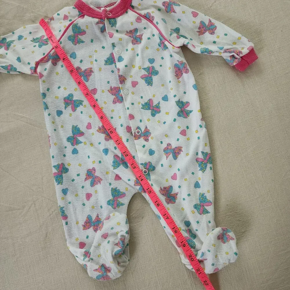 Vintage Bows Footed Pjs 3-6 months